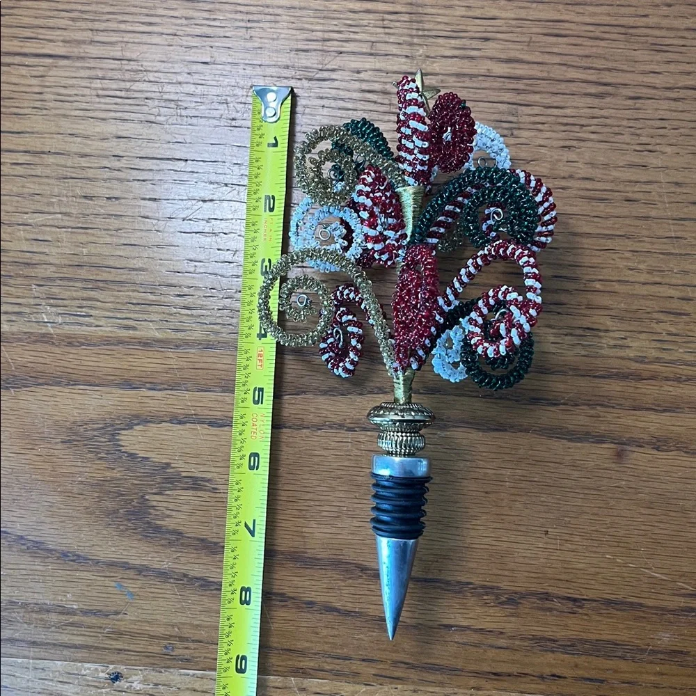 Pier 1 Imports Beaded Christmas Tree Wine Bottle Stopper